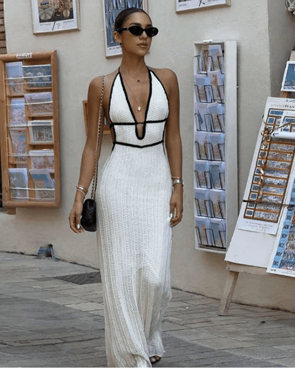 Vestido maxi halter con cordones Harley