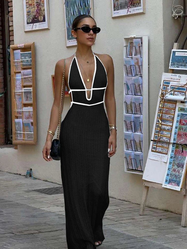 Vestido maxi halter con cordones Harley