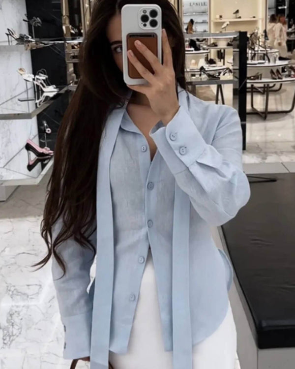 Blusa de manga larga con lazo en la espalda Harper