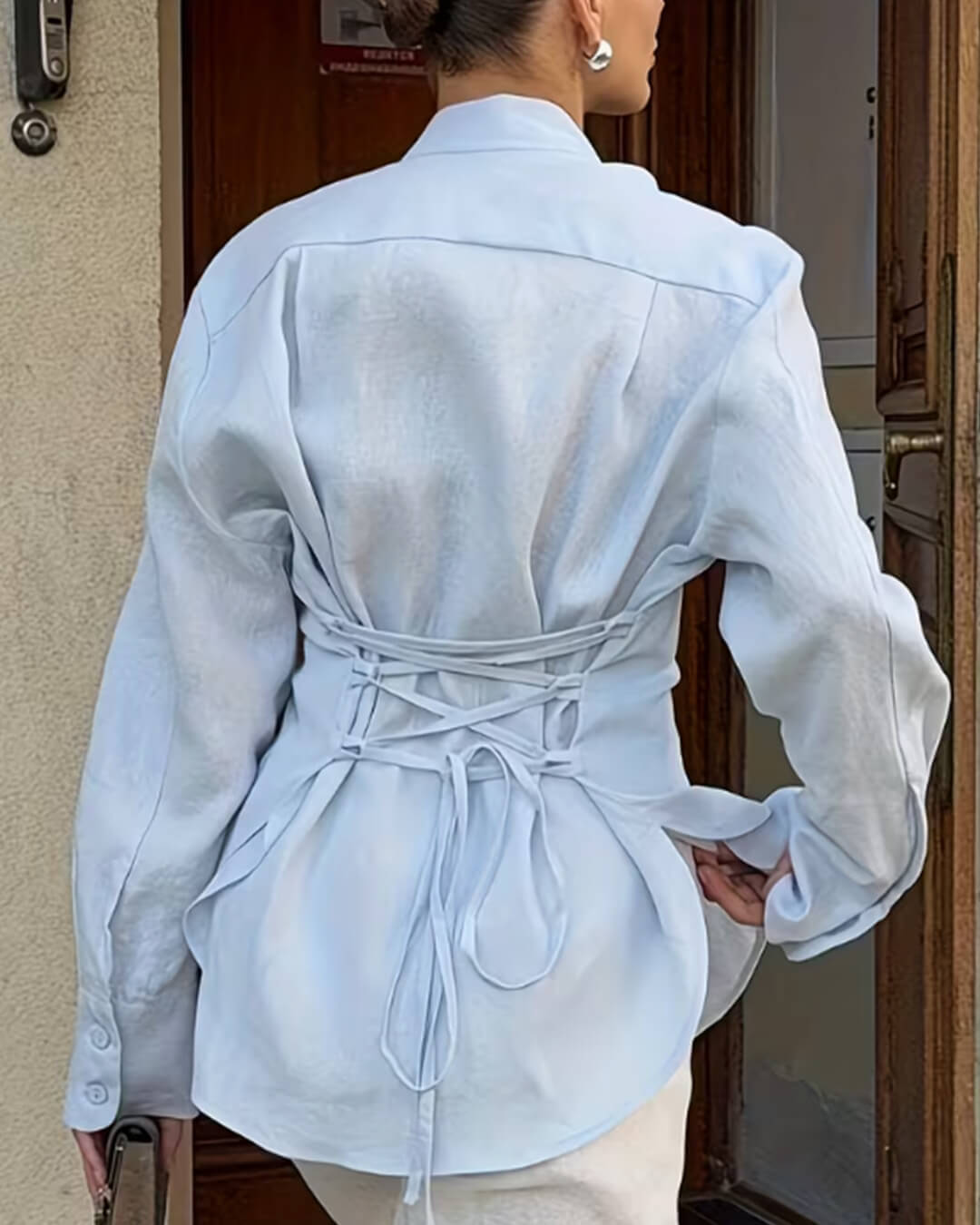 Blusa de manga larga con lazo en la espalda Harper