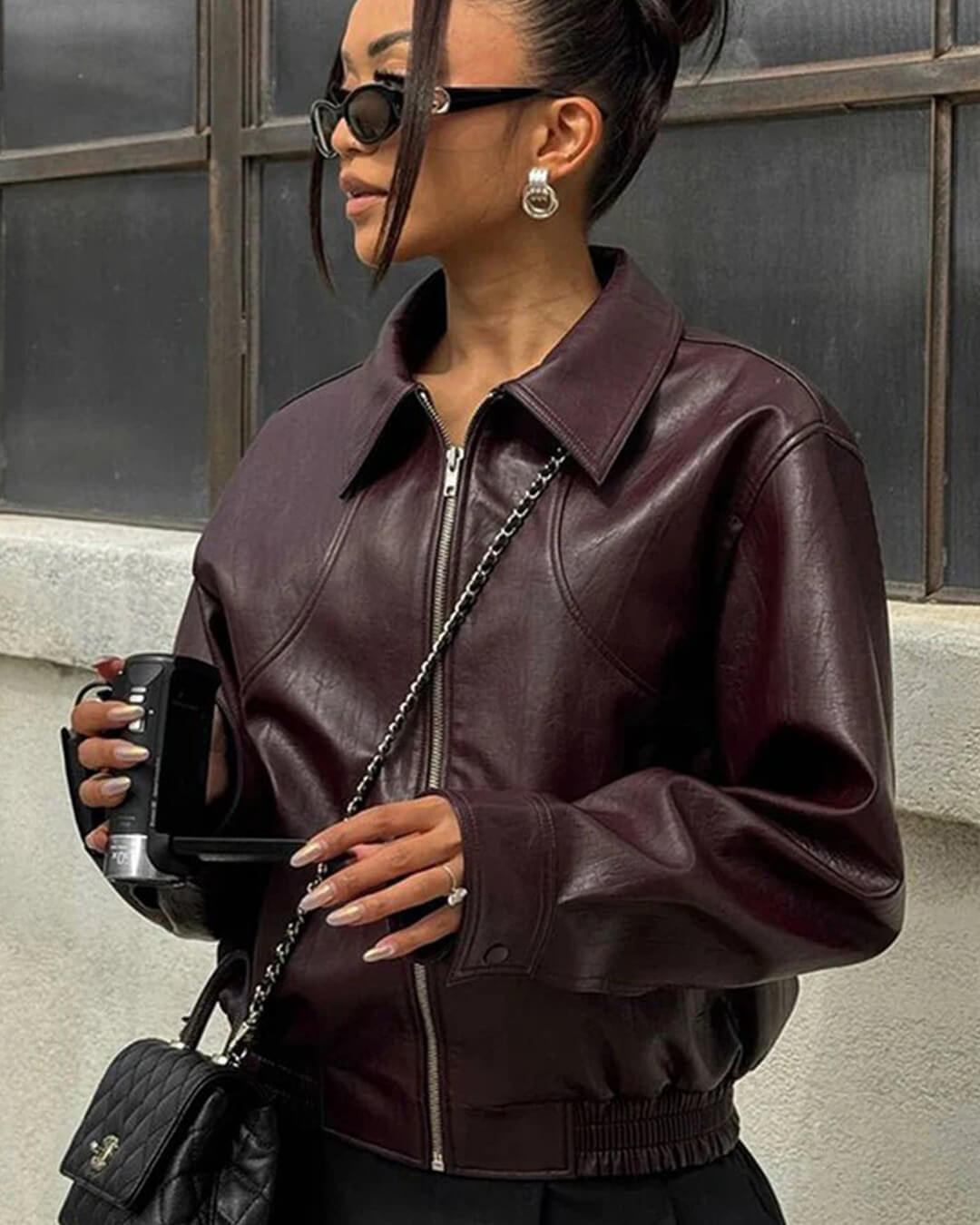 Chaqueta bomber de piel sintética Harper