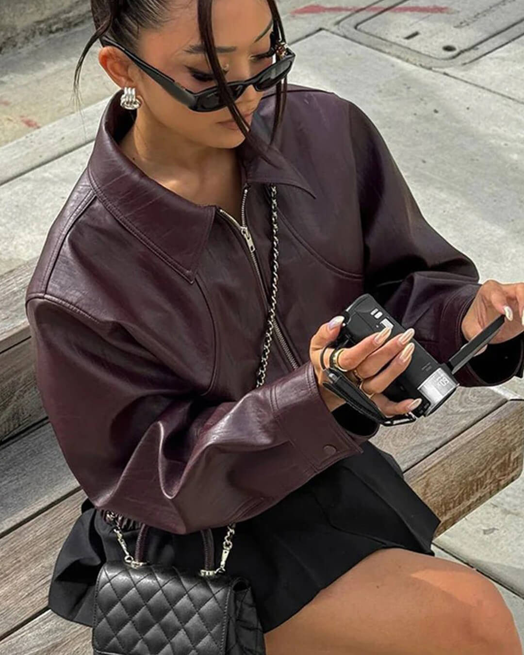 Chaqueta bomber de piel sintética Harper