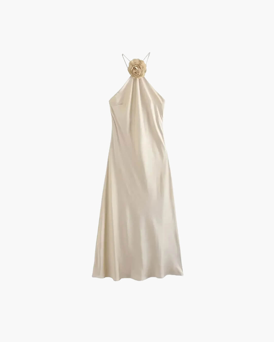 Vestido largo satinado halter Harper
