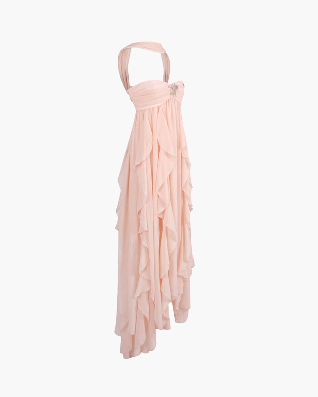 Vestido largo con volantes sin tirantes Harper