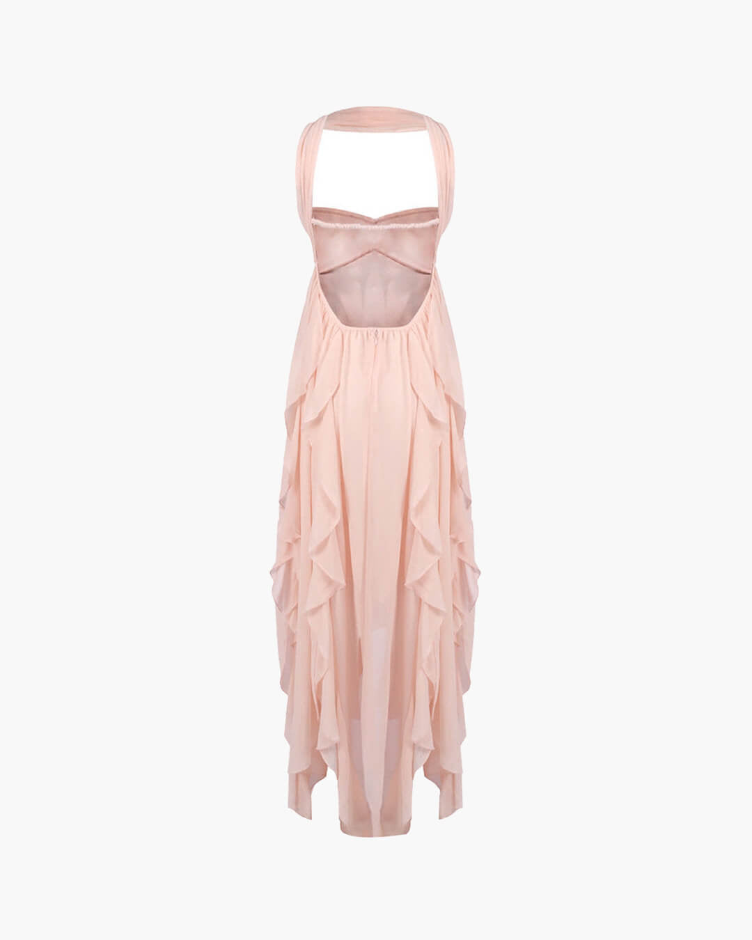 Vestido largo con volantes sin tirantes Harper