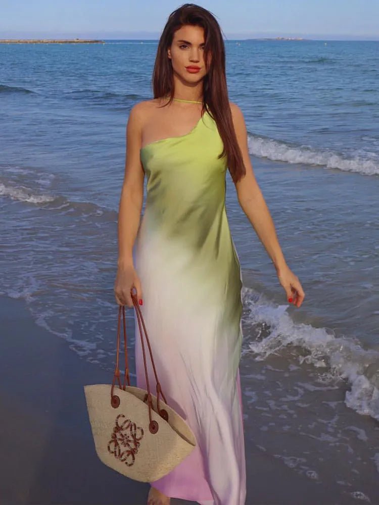 Vestido Helena asimétrico con un hombro descubierto