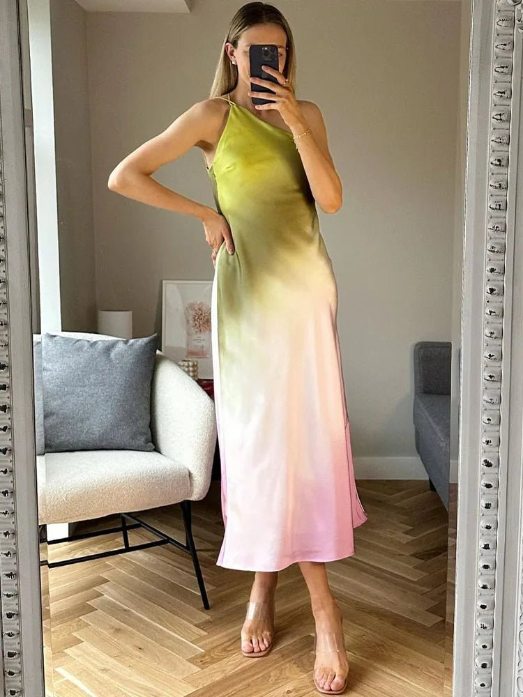 Vestido Helena asimétrico con un hombro descubierto