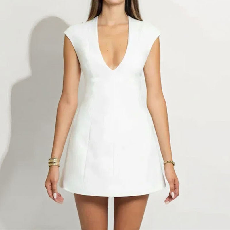 Helena Deep V-Neck Mini Dress