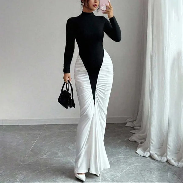 Vestido largo de cuello alto