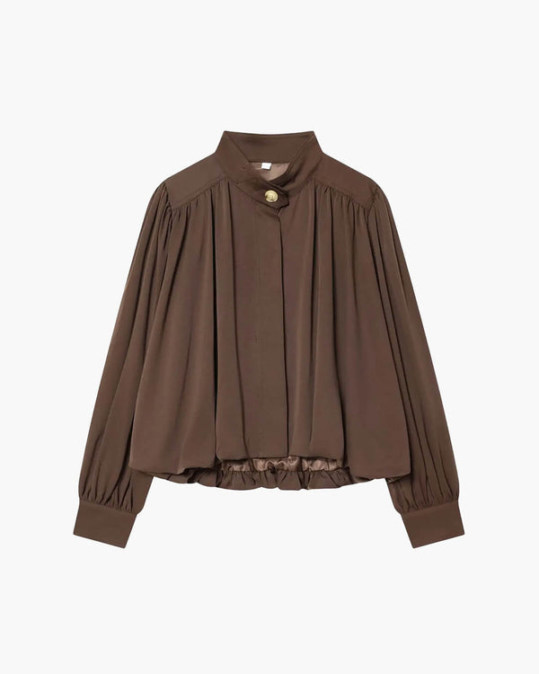 Chaqueta plisada de cuello alto Hilda