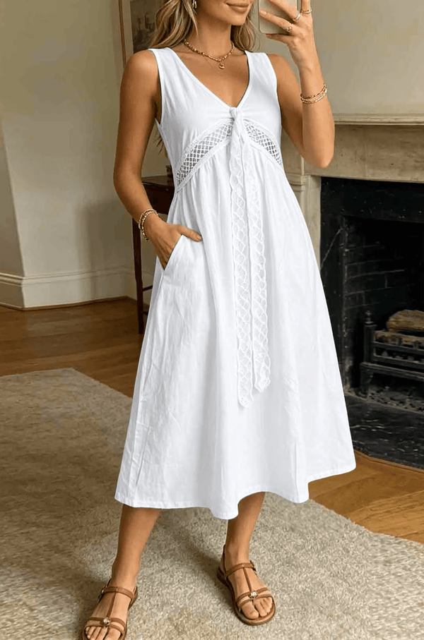 Vestido de corte evasé con ribete de encaje Ilaria