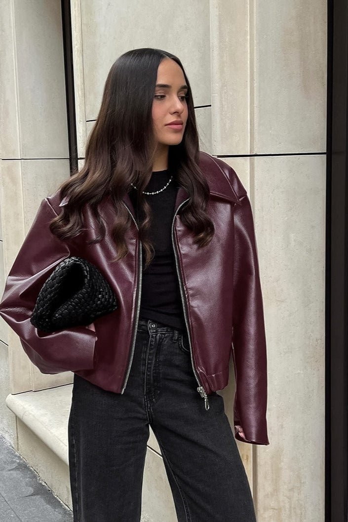 Chaqueta motera mate de cuero sintético Ilona