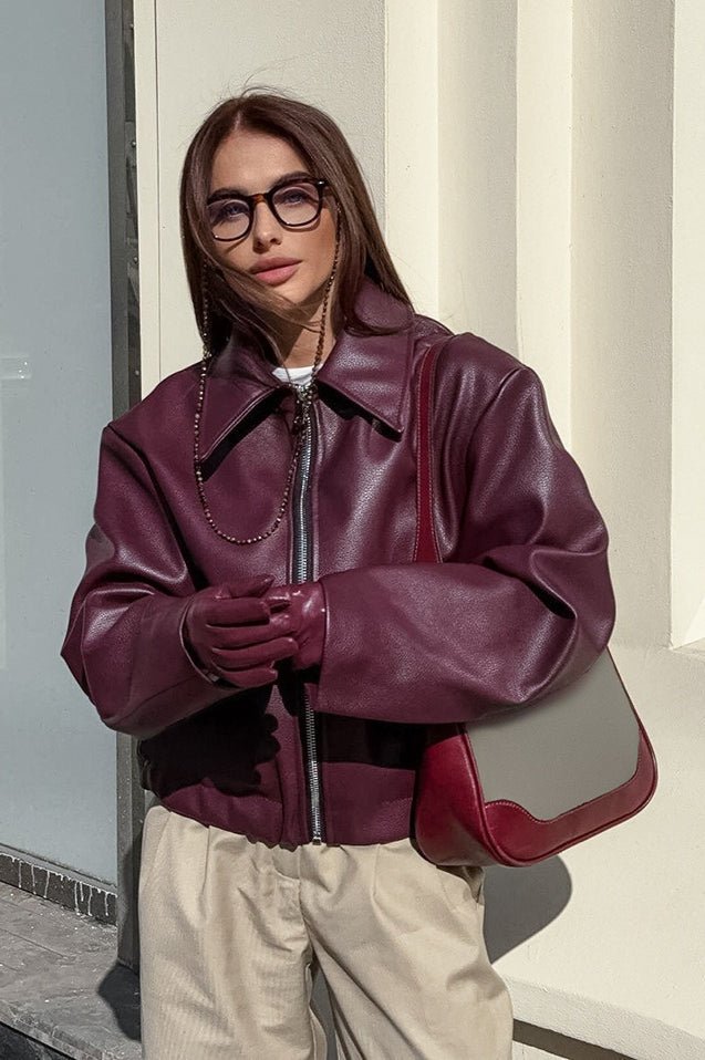 Chaqueta motera mate de cuero sintético Ilona
