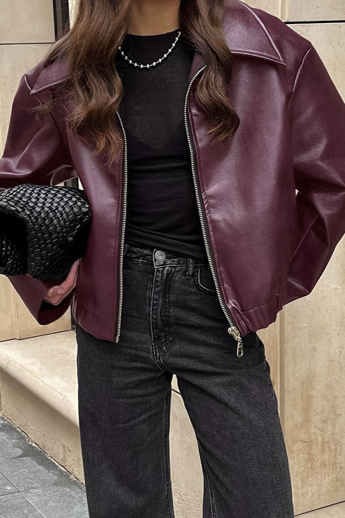 Chaqueta motera mate de cuero sintético Ilona