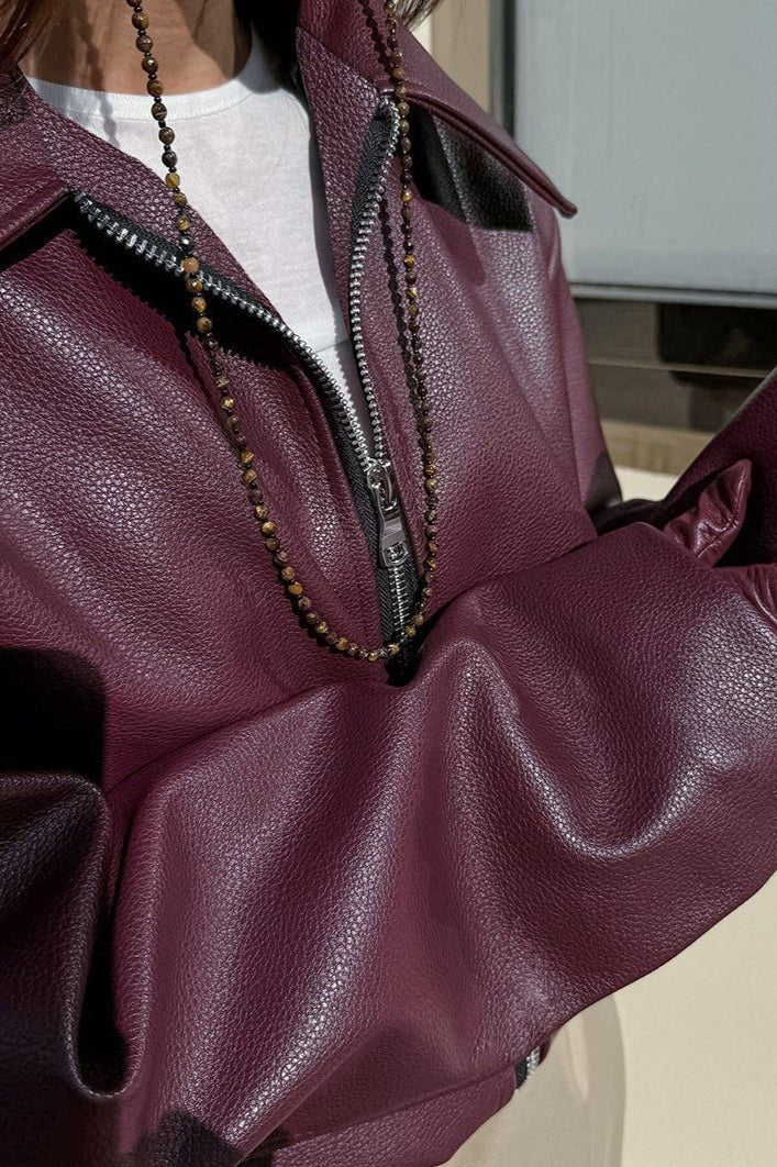 Chaqueta motera mate de cuero sintético Ilona