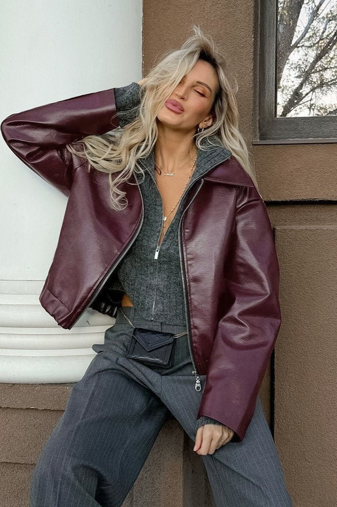 Chaqueta motera mate de cuero sintético Ilona