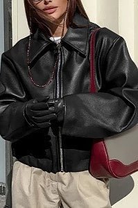Chaqueta motera mate de cuero sintético Ilona