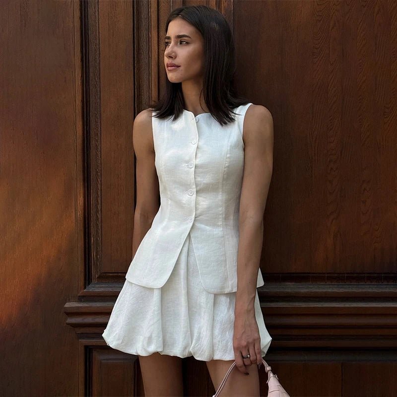 Conjunto elegante de chaleco y falda Imani