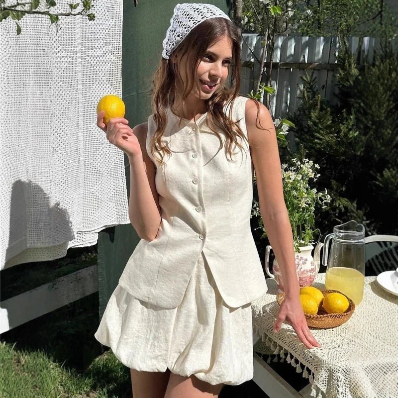 Conjunto elegante de chaleco y falda Imani