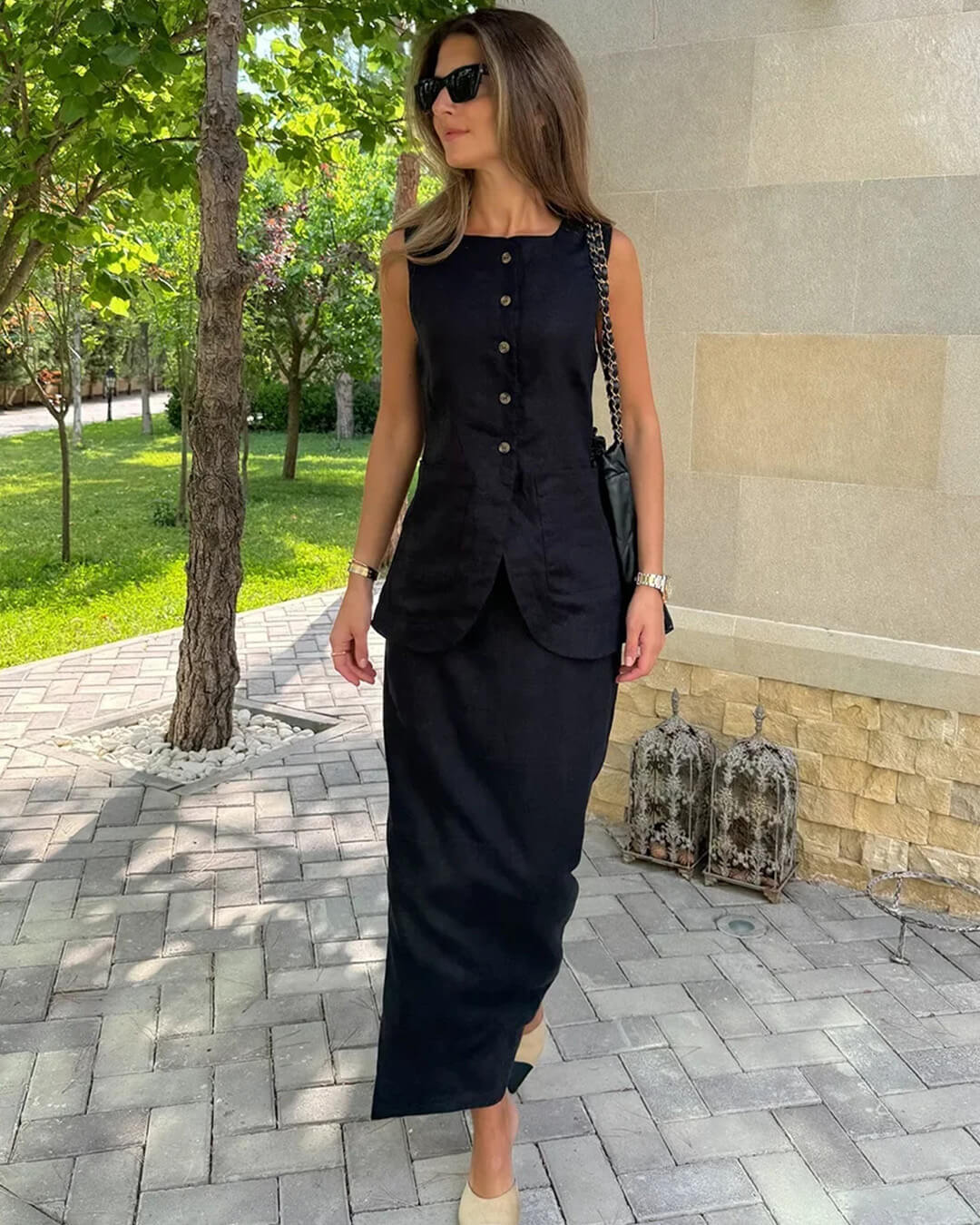 Conjunto de lino sin mangas Irma