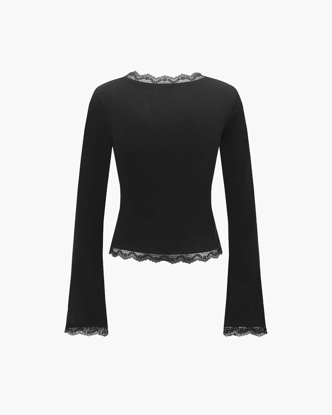 Top de cuello cuadrado con ribete de encaje Jackie