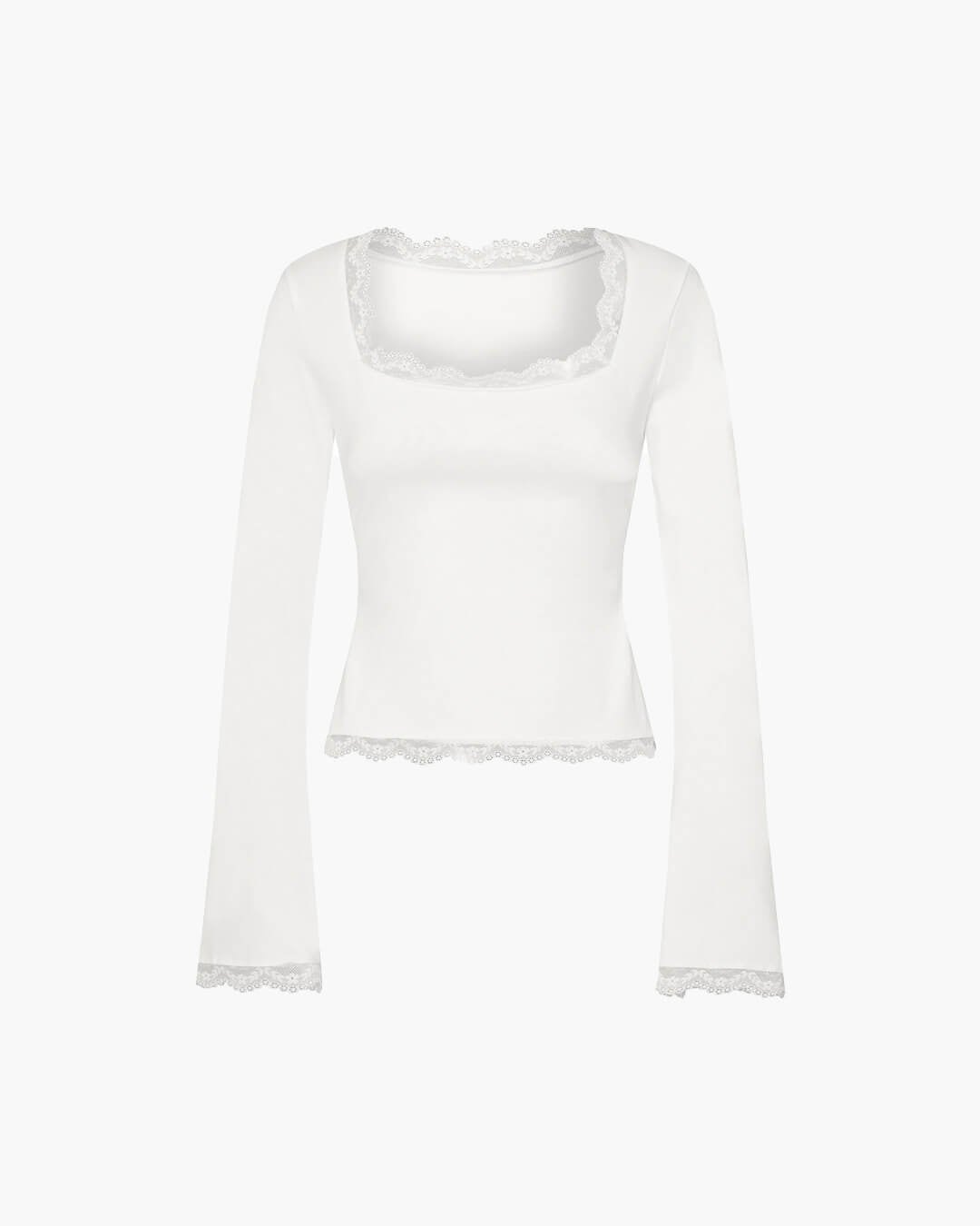 Top de cuello cuadrado con ribete de encaje Jackie