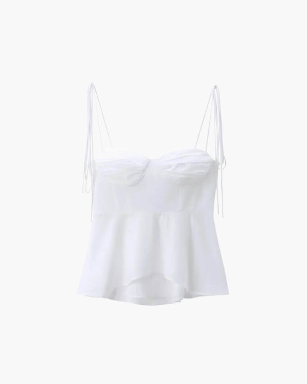 Top de tirantes con corsé y peplum Jada