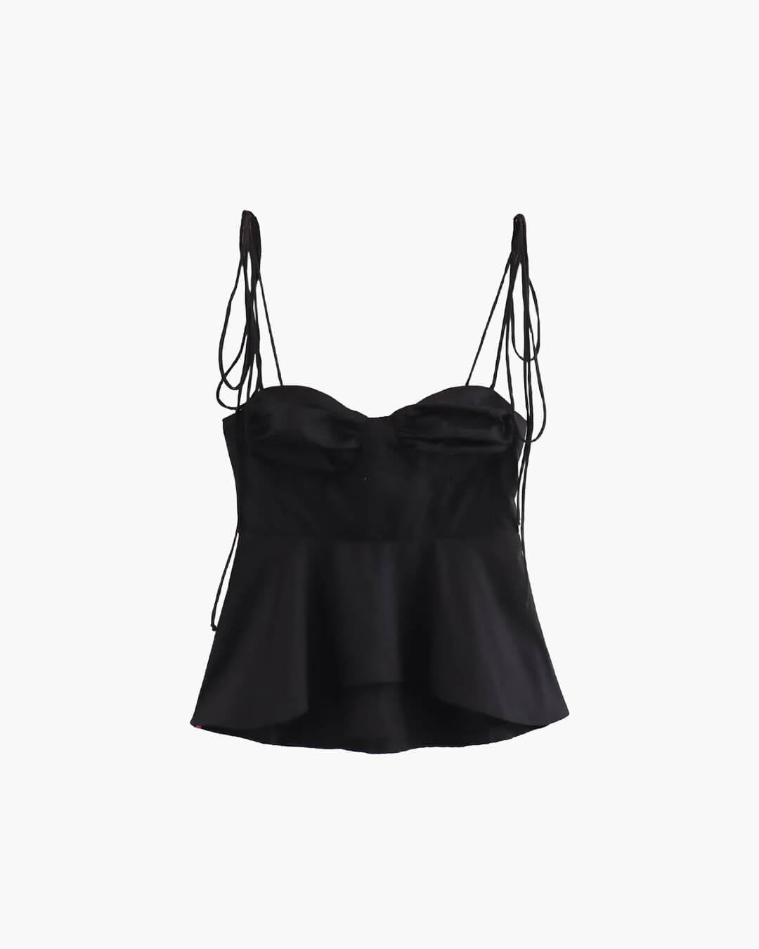 Top de tirantes con corsé y peplum Jada