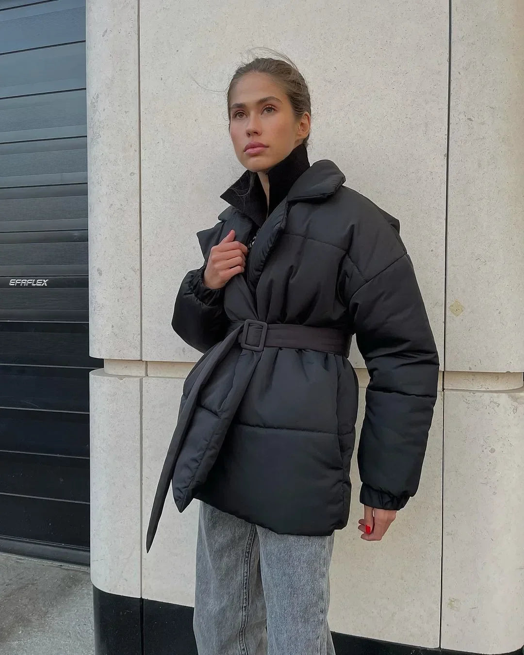 Chaqueta acolchada con cinturón Jaime