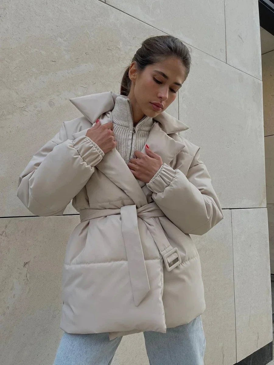 Chaqueta acolchada con cinturón Jaime