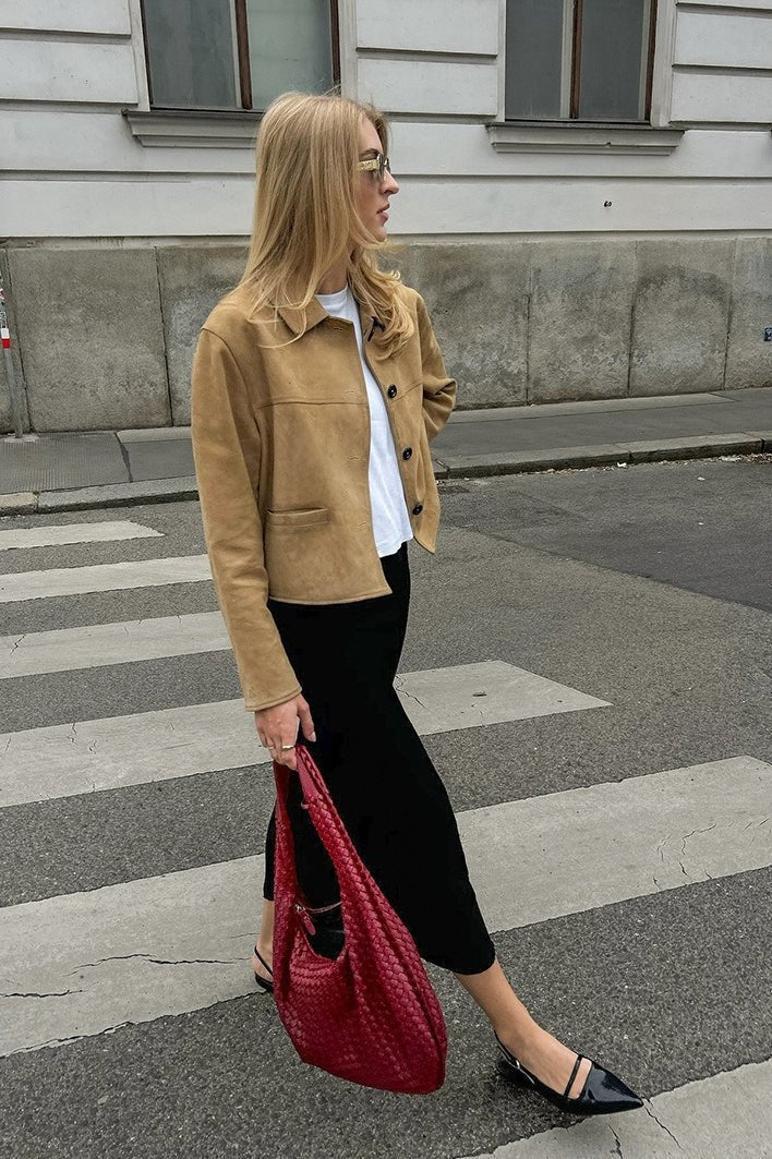 Chaqueta corta de ante sintético Jane