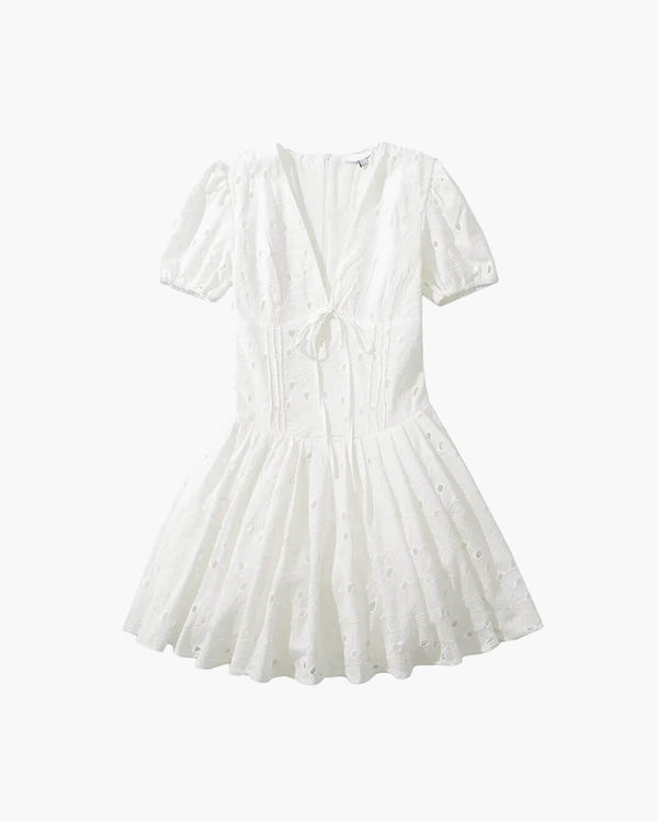 Minivestido bordado de manga abullonada Jane