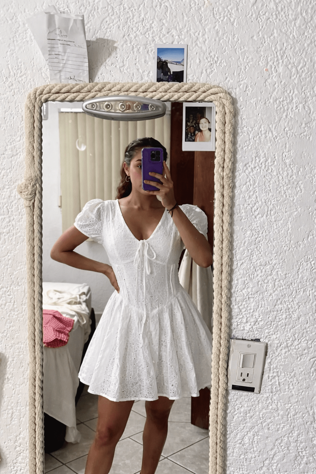 Minivestido bordado de manga abullonada Jane