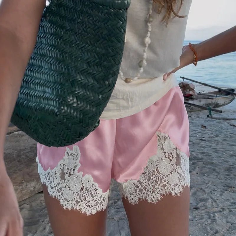Janice Satin Lace Shorts