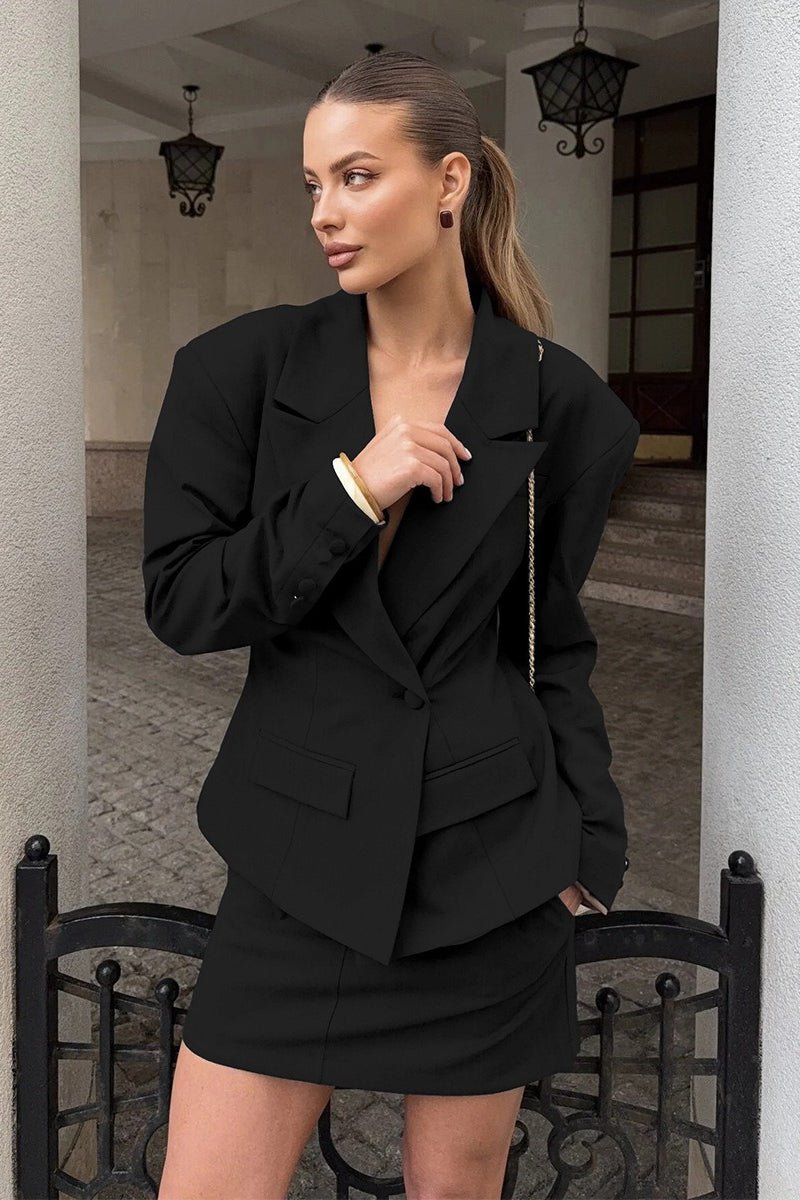 Blazer de un botón con cuello tipo bufanda Janna
