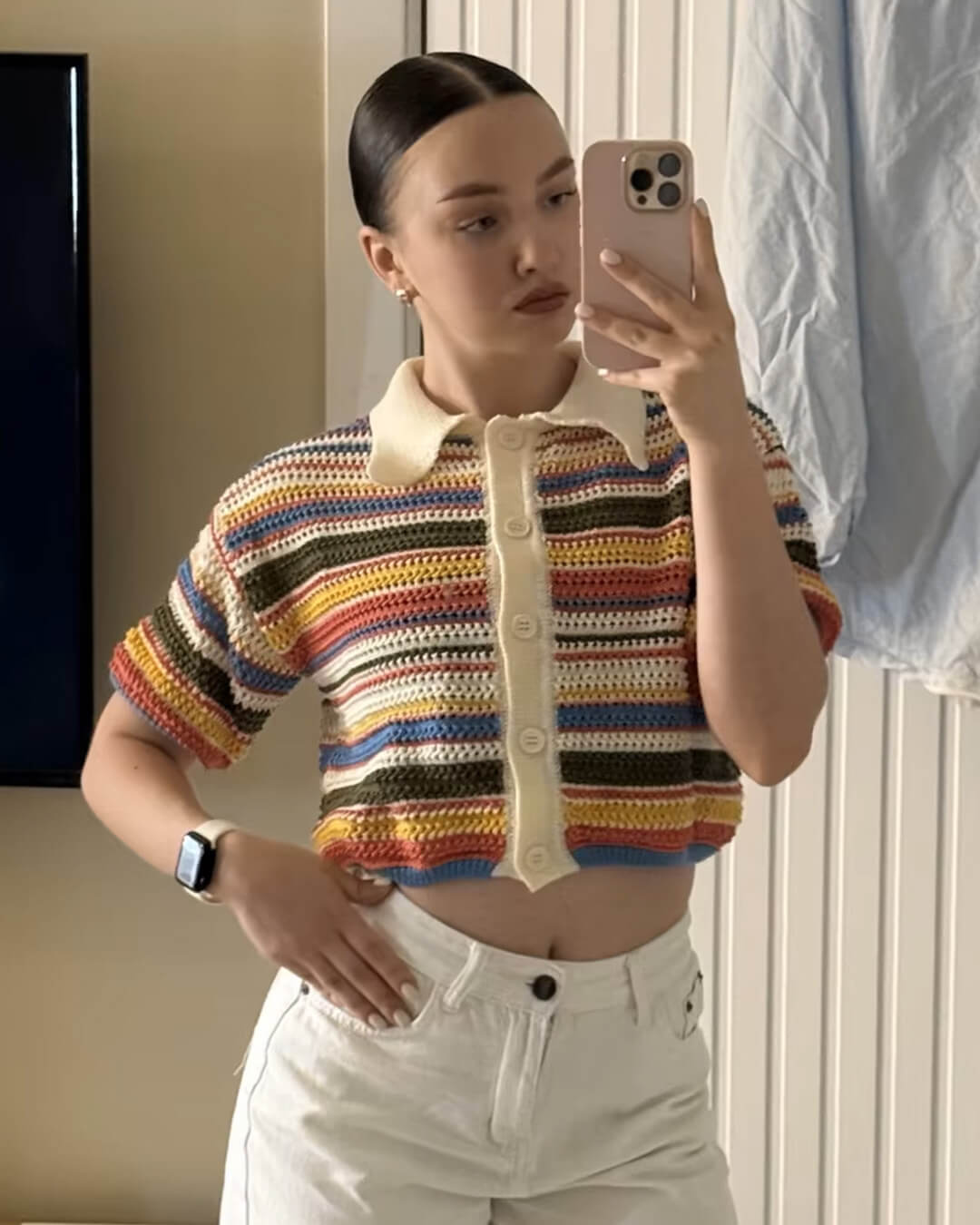 Conjunto de suéter corto de ganchillo y shorts Jasmin