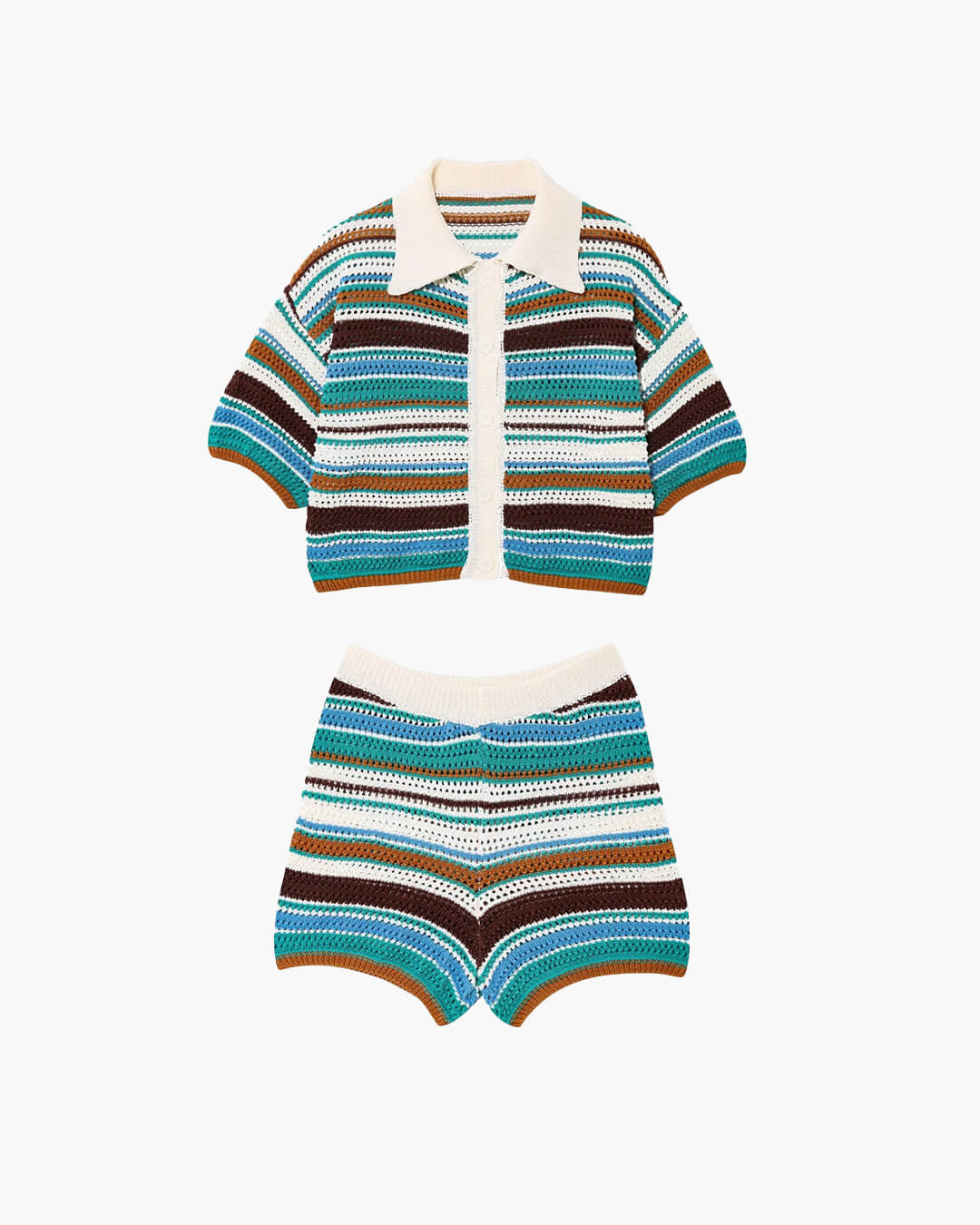 Conjunto de suéter corto de ganchillo y shorts Jasmin
