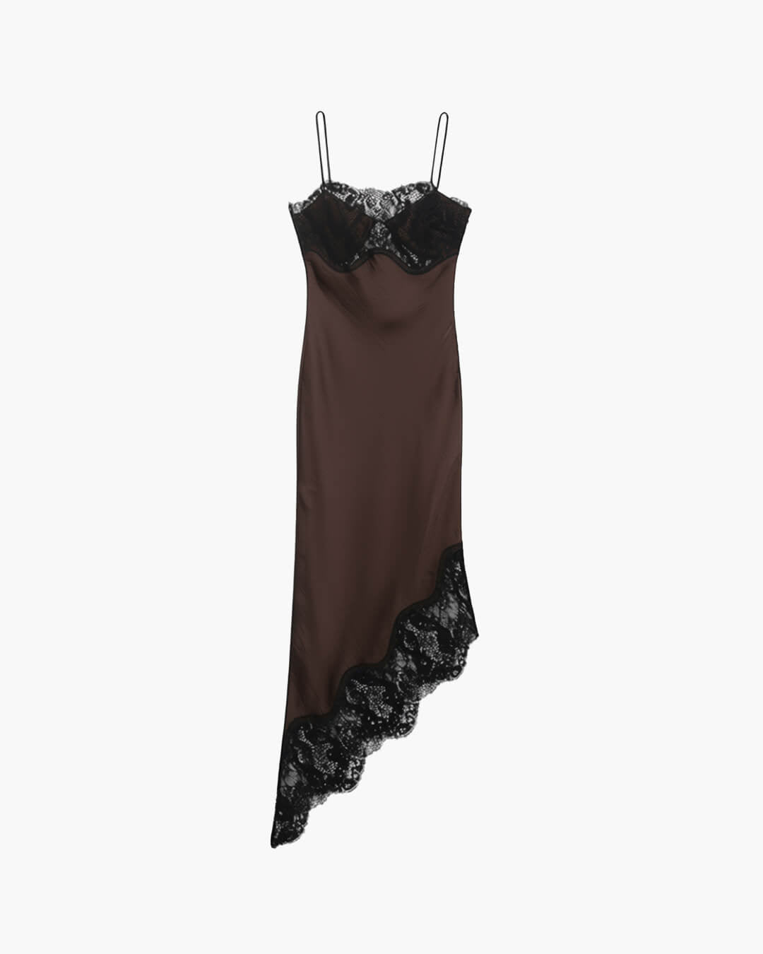 Vestido lencero de satén y encaje Jenica