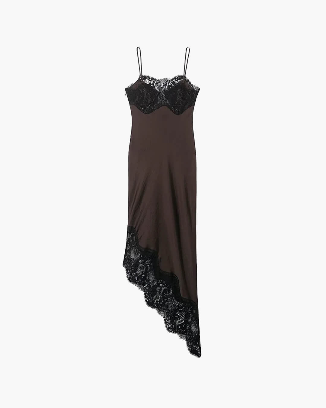 Vestido lencero de satén y encaje Jenica