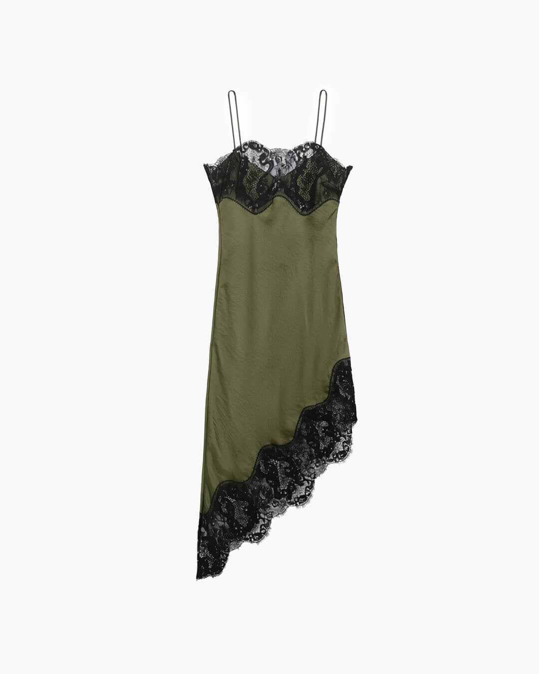 Vestido lencero de satén y encaje Jenica