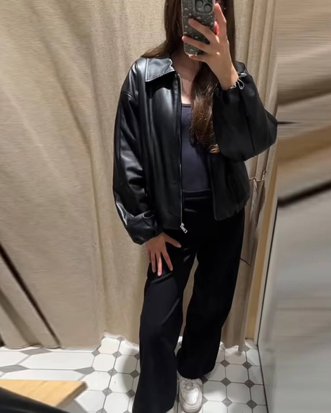 Chaqueta bomber de cuero sintético Jenny