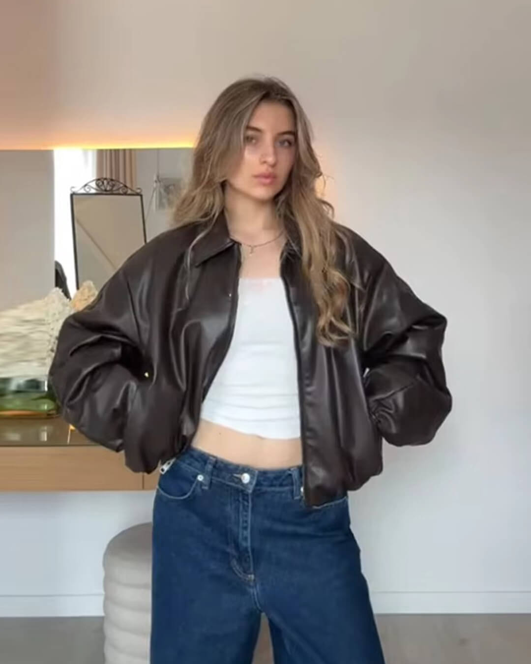 Chaqueta bomber de cuero sintético Jenny
