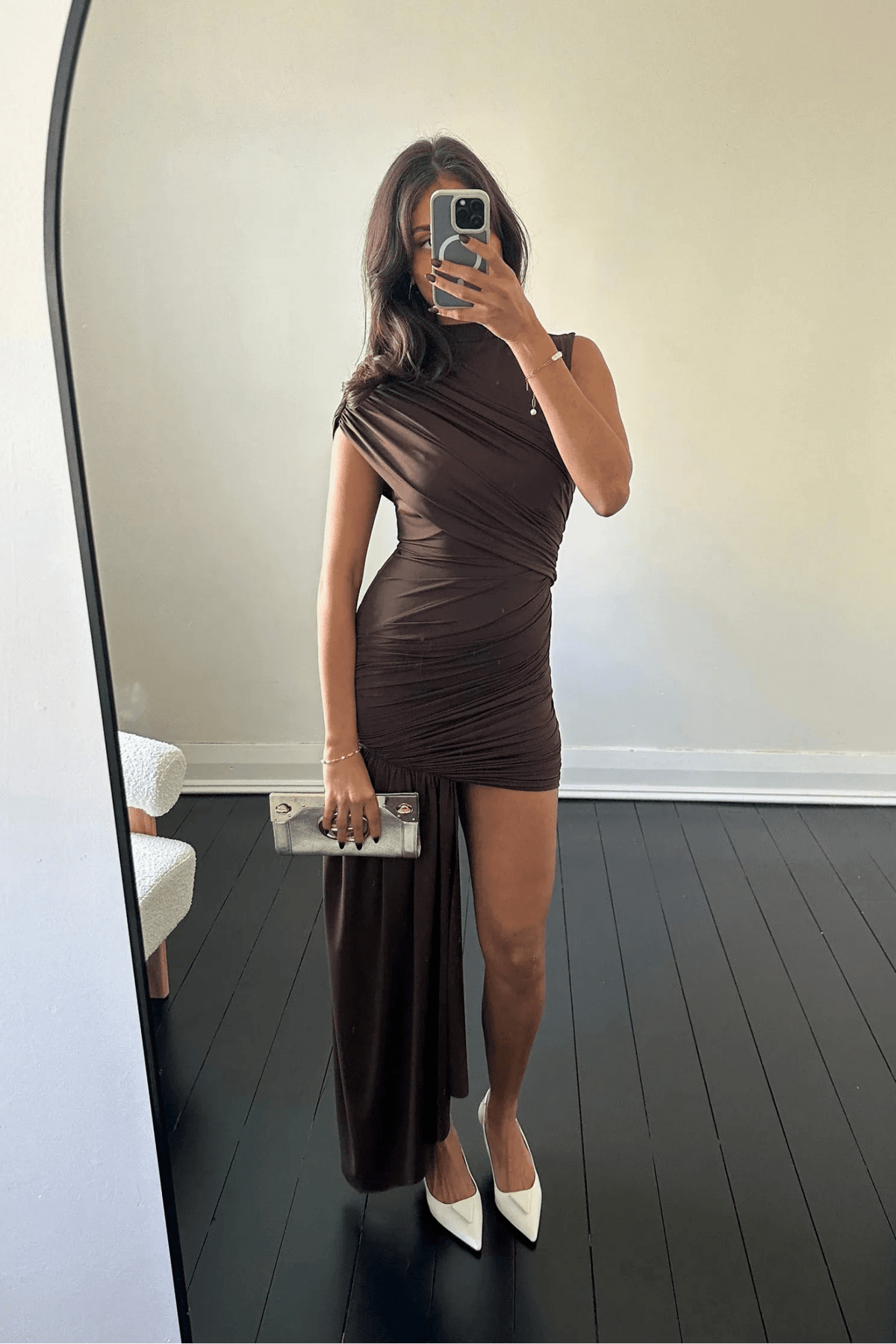 Minivestido fruncido de cuello alto Jenny