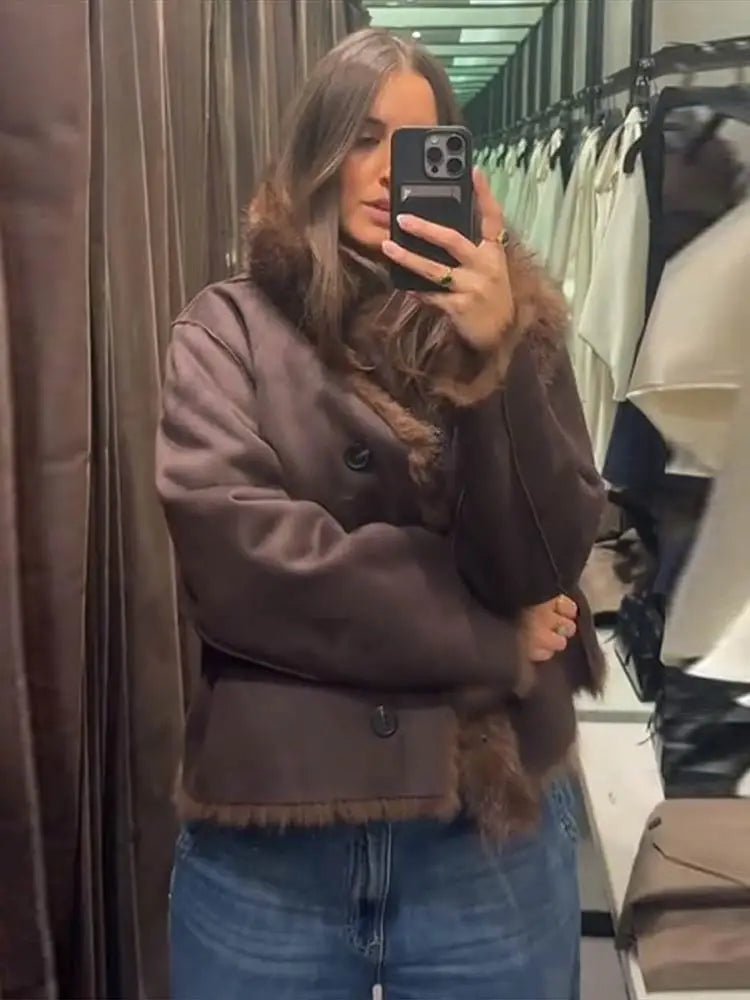 Chaqueta de cuero con piel sintética reversible Jenny