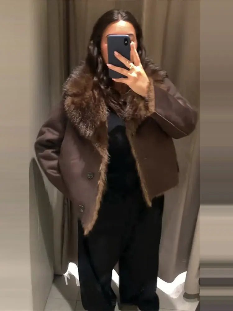 Chaqueta de cuero con piel sintética reversible Jenny