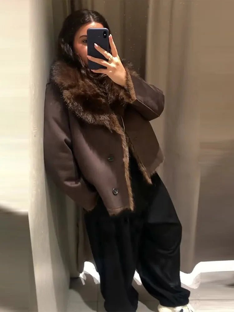 Chaqueta de cuero con piel sintética reversible Jenny