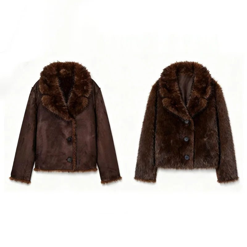 Chaqueta de cuero con piel sintética reversible Jenny