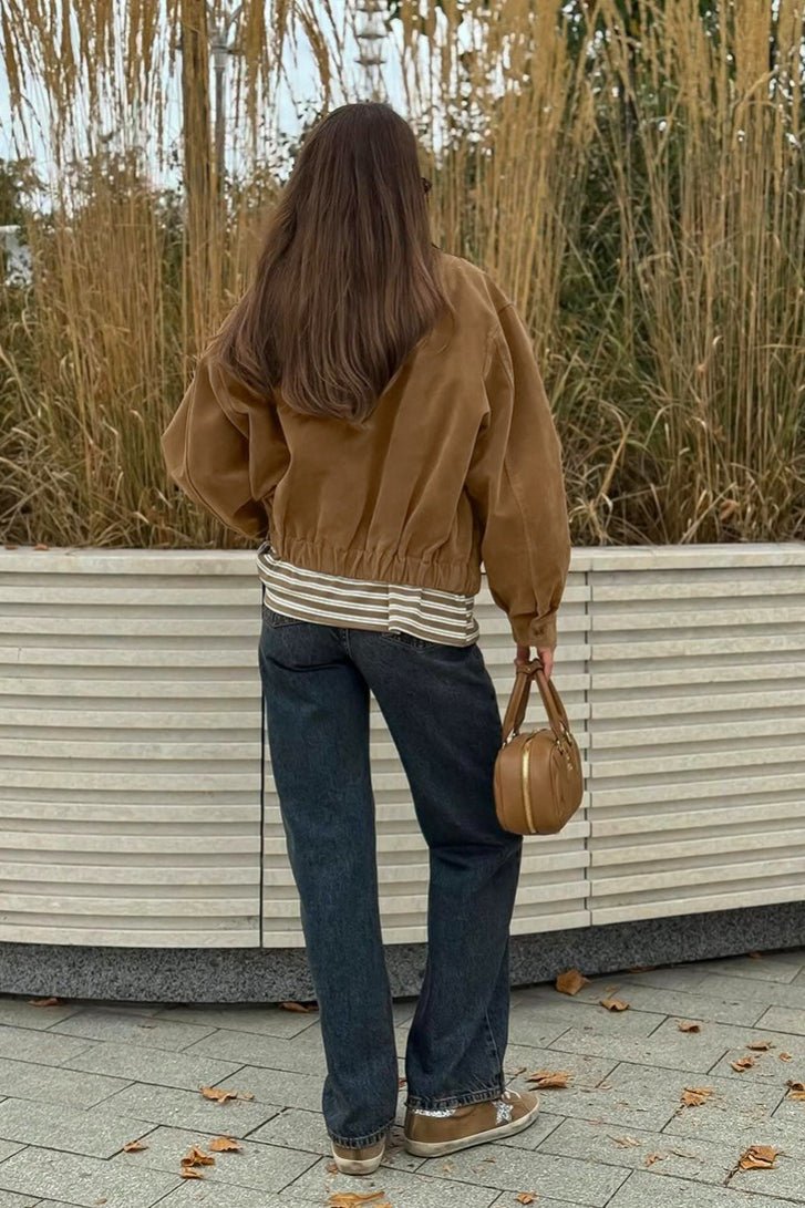 Chaqueta bomber de ante con cremallera Jenny