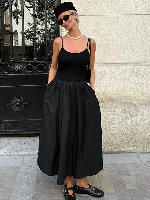 Vestido midi de tirantes finos y cintura caída Jesse