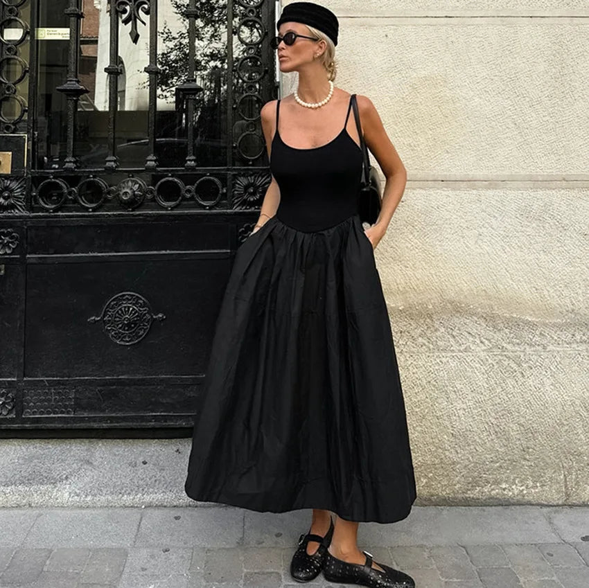 Vestido midi de tirantes finos y cintura caída Jesse